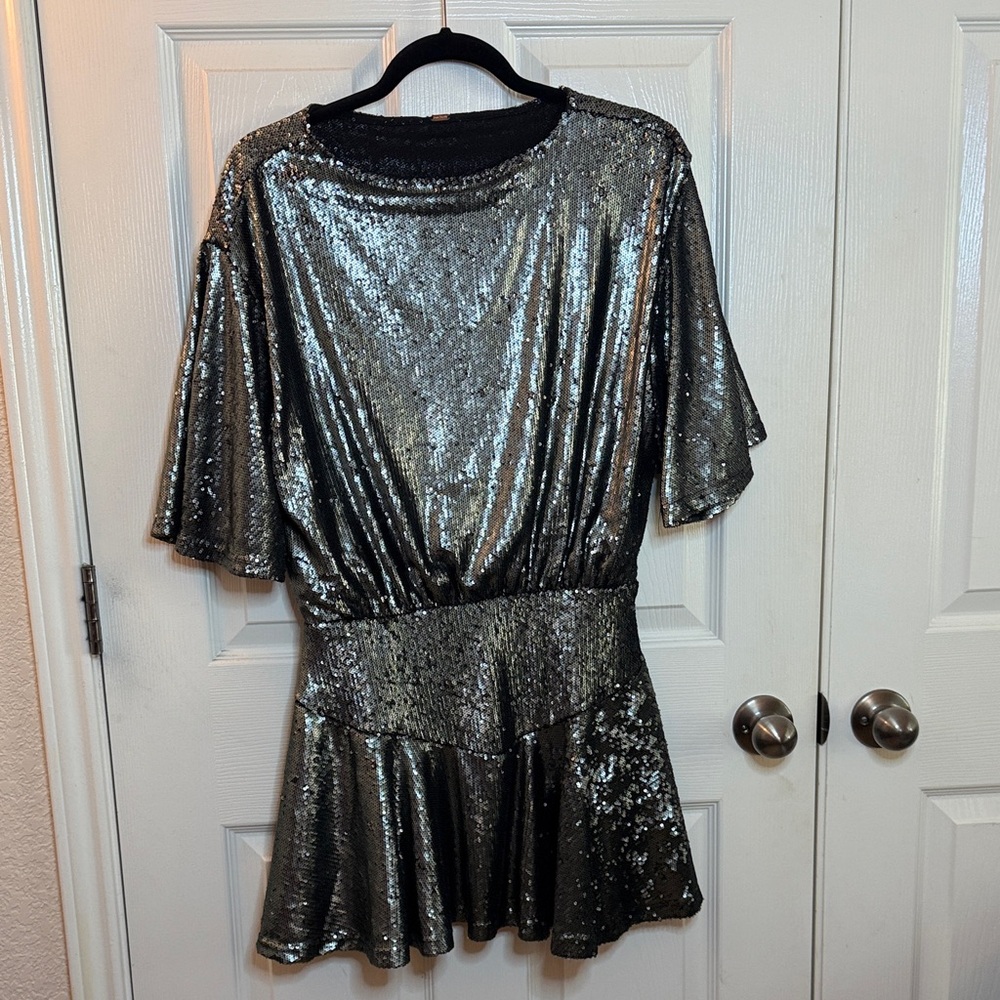 Free People Black and Silver Sequin Dress